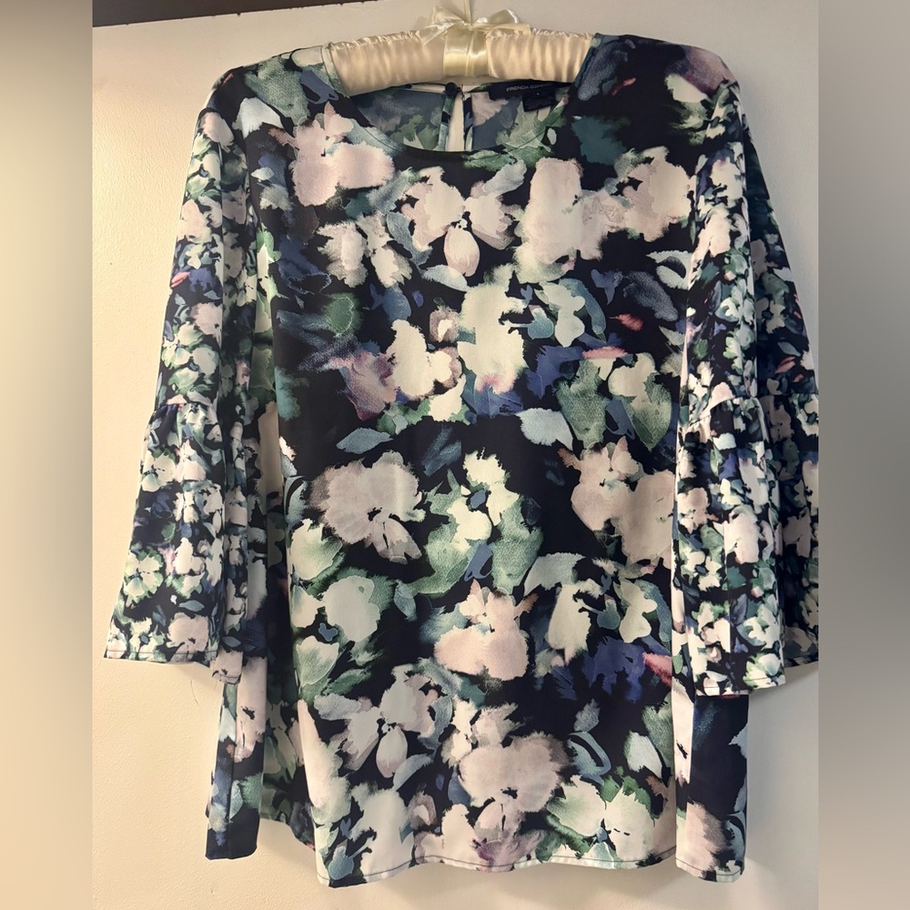 French Connection Navy and Pastel Floral Blouse